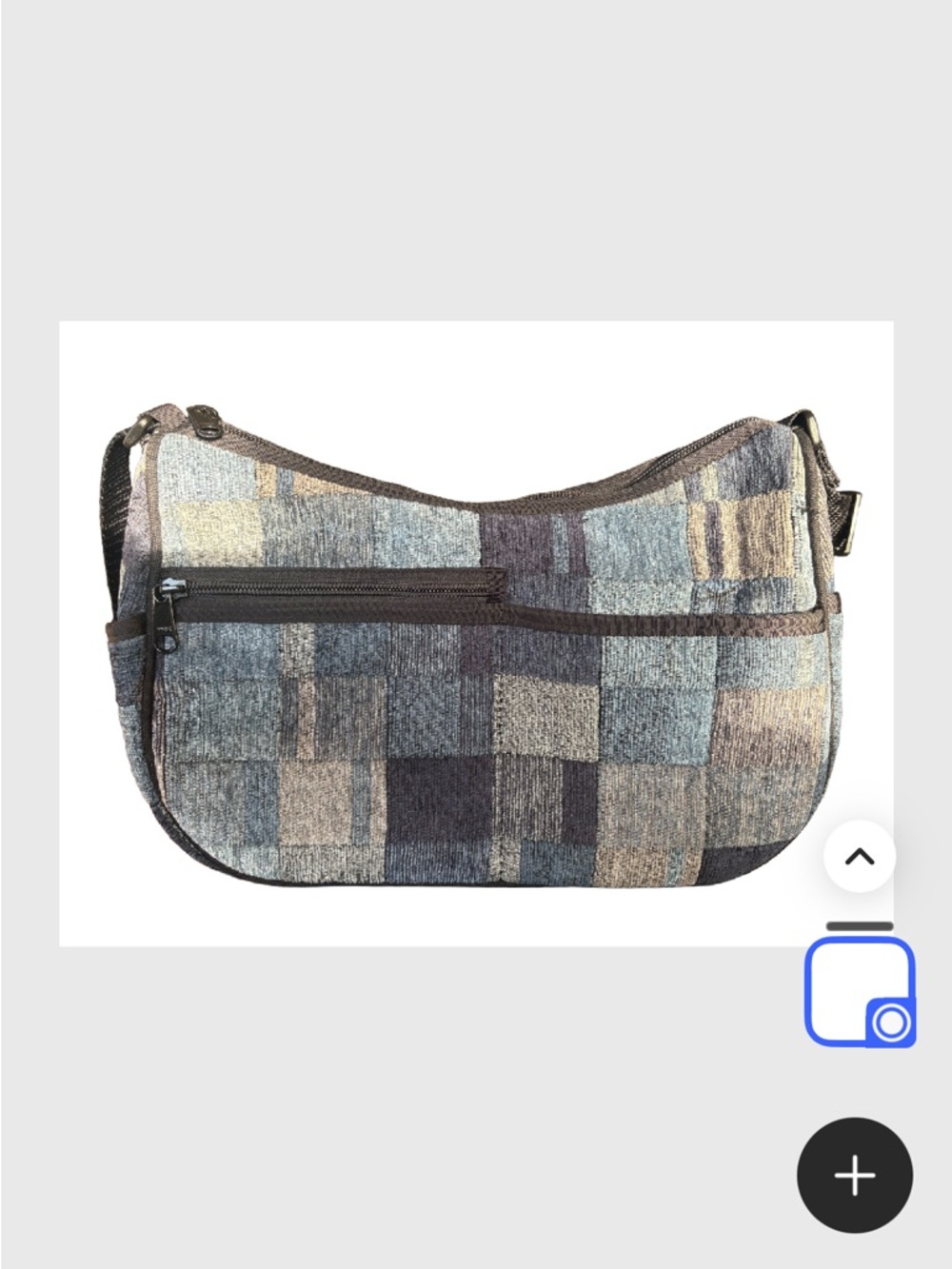 Danny K. Hampton bag.  Patchwork Shoulder Bag in Blue-Gray Tones